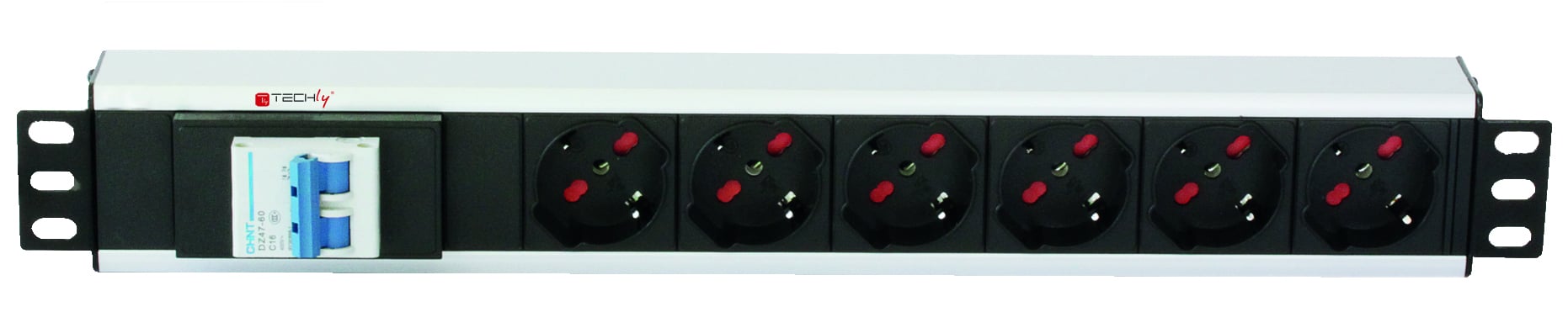 Multipresa 6 Posti da Rack 19'' con Magnetotermico Spina C14 1,5U - Techly Professional I-CASE STRIP-16V