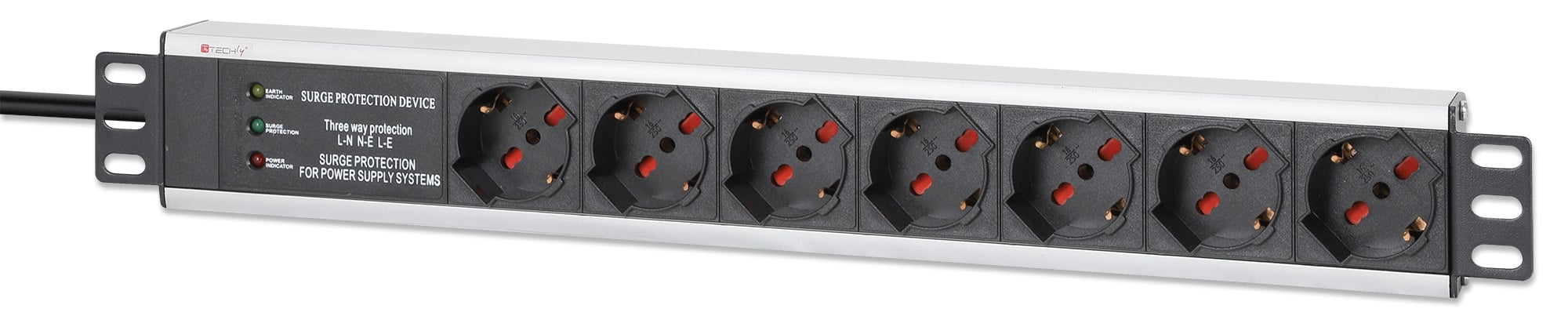 Multipresa 7 Posti da Rack 19'' con Protezione Spina Italiana 1,5U - Techly Professional I-CASE STRIP-17P