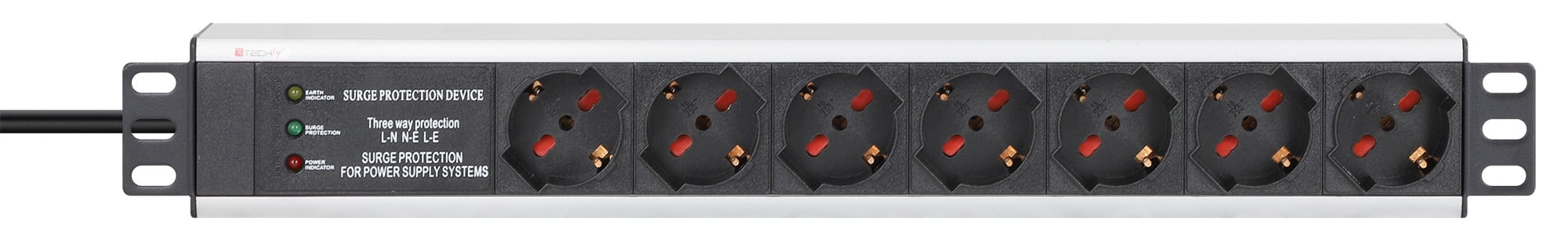 Multipresa 7 Posti da Rack 19'' con Protezione Spina Italiana 1,5U - Techly Professional I-CASE STRIP-17P