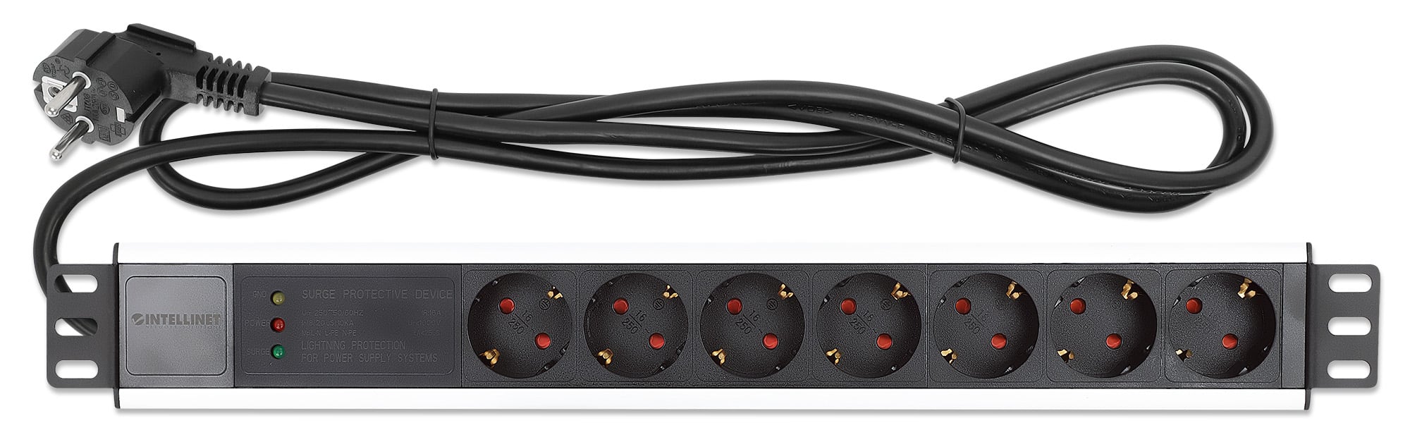 Multipresa per Rack 19'' 7 posti Spina Schuko Angolata 1U - Intellinet I-CASE STRIP-17SHI