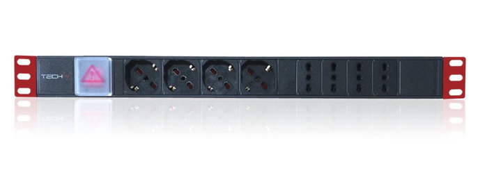 Rack power strip 8 positions 19" with switch Italian plug 1U - Techly Professional I-CASE STRIP-44