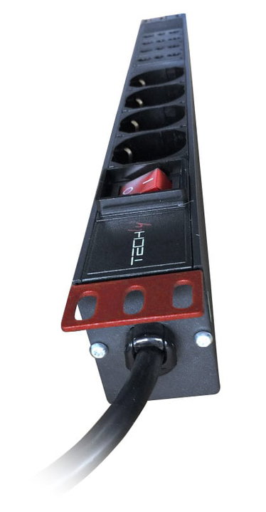 Rack power strip 8 positions 19" with switch Italian plug 1U - Techly Professional I-CASE STRIP-44