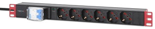Power strip 6 outlets rack 19" with thermal-magnetic circuit breaker Italian plug 1U - Techly Professional I-CASE STRIP-61U