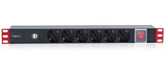 Multipresa 6 Posti da Rack 19" con Interruttore e 2xUSB 1U - Techly Professional I-CASE STRIP-62U
