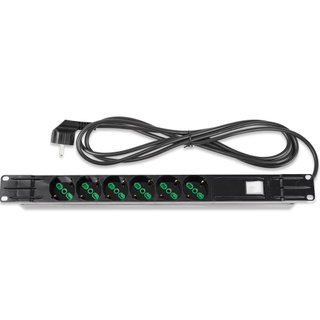 Multipresa 6 Posti da Rack 19" 1U Cavo 3m Spina Schuko Angolata Nero - FME I-CASE STRIP-6BKF