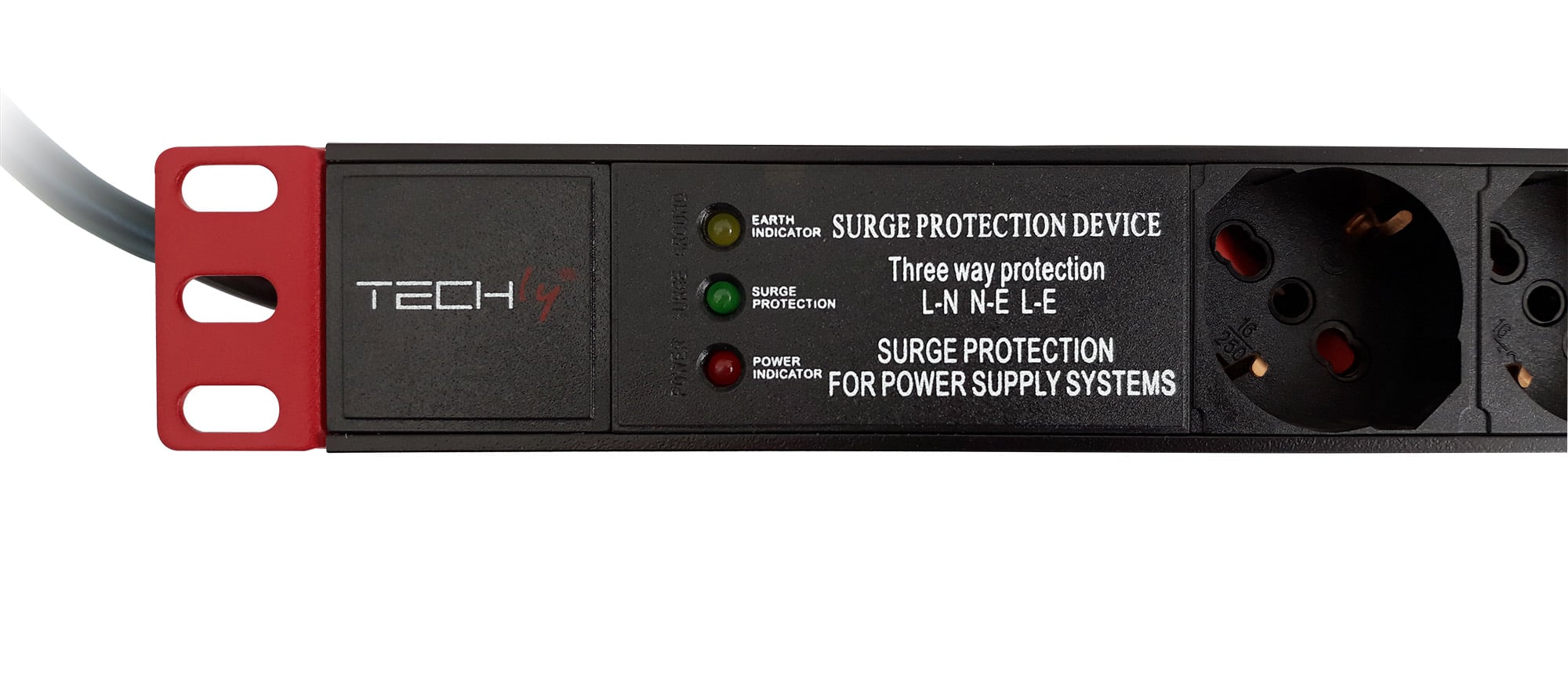 Multipresa 7 Posti da Rack 19'' con Filtro di Protezione 3 LED Spina Italiana 1U - Techly Professional I-CASE STRIP-71PTY