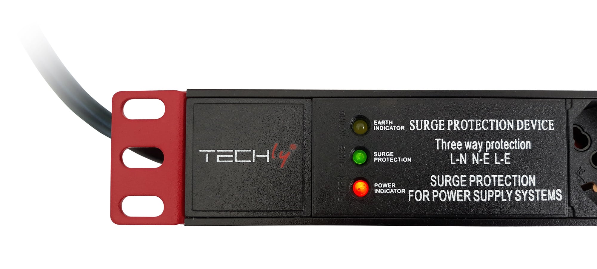 Multipresa 7 Posti da Rack 19'' con Filtro di Protezione 3 LED Spina Italiana 1U - Techly Professional I-CASE STRIP-71PTY