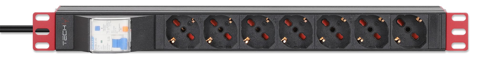 Multipresa 7 Posti da Rack 19'' con Protezione da Dispersioni Spina Italiana 1U - Techly Professional I-CASE STRIP-71UL