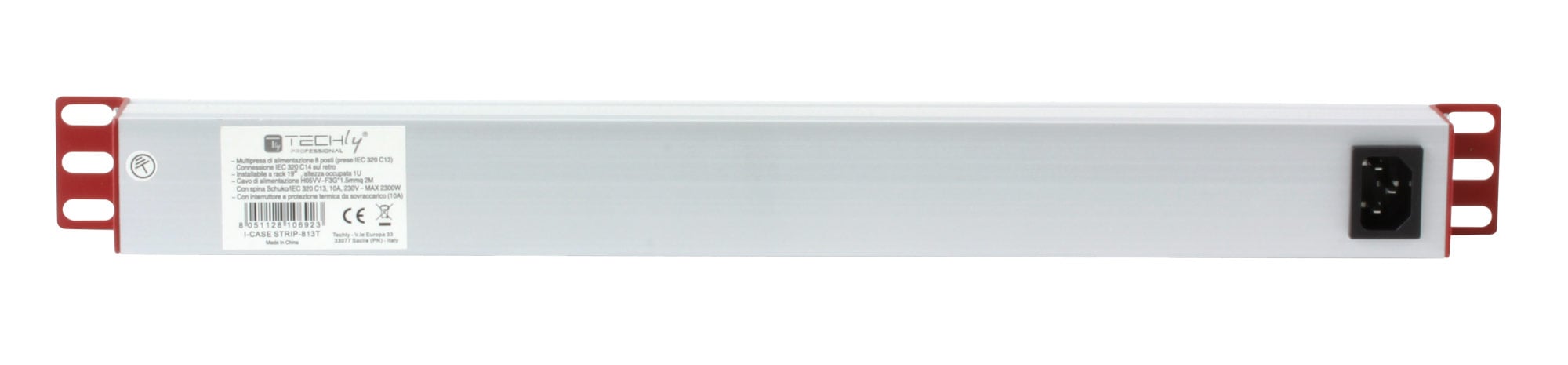 Multipresa 8 Posti da Rack 19'' Spina Schuko Angolata 1U - Techly Professional I-CASE STRIP-813T