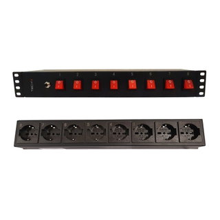 Multipresa a 8 Posti da Rack 19'' con 8 Interruttori Luminosi 1,5U - Techly Professional I-CASE STRIP-815I