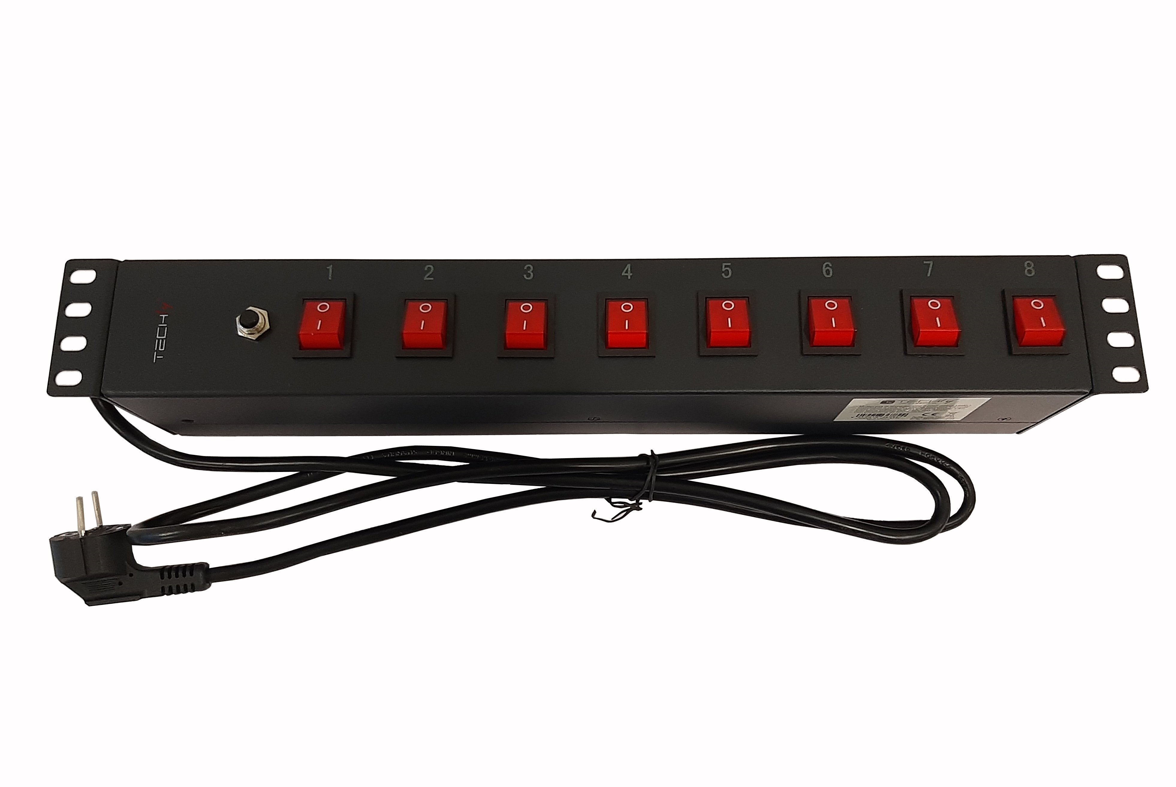 Multipresa a 8 Posti da Rack 19'' con 8 Interruttori Luminosi 1,5U - Techly Professional I-CASE STRIP-815I