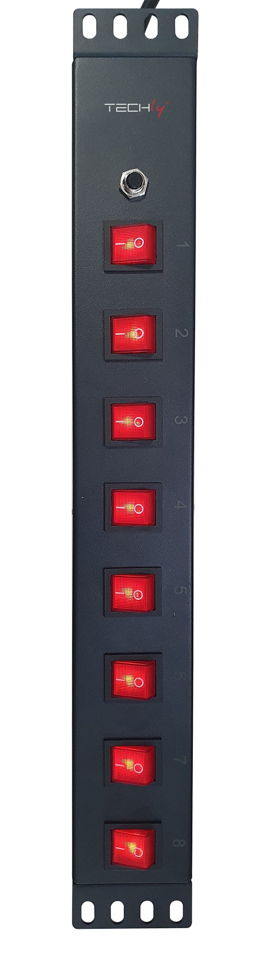 Multipresa a 8 Posti da Rack 19'' con 8 Interruttori Luminosi 1,5U - Techly Professional I-CASE STRIP-815I