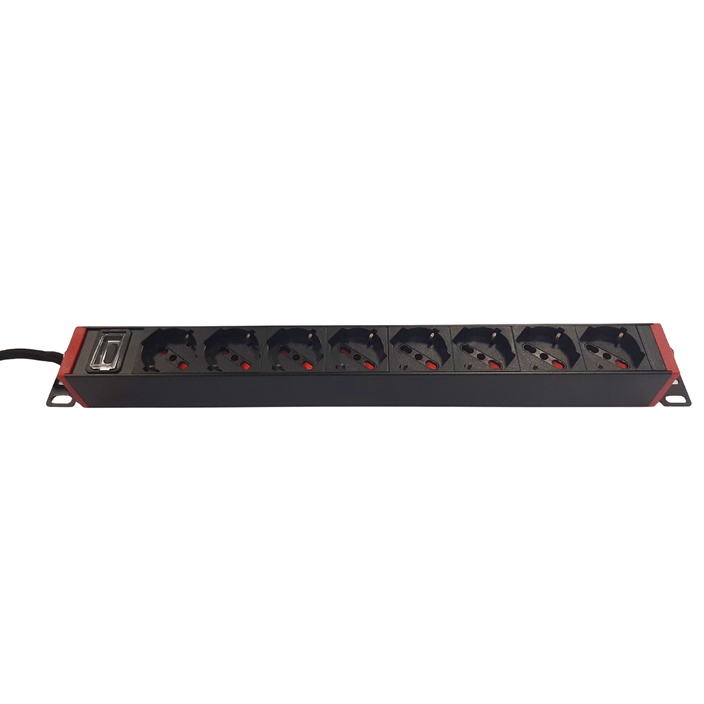 Multipresa 8 Posti da Rack 19'' con Staffe Ruotabili a 360° Spina Italiana - Techly Professional I-CASE STRIP-81U36