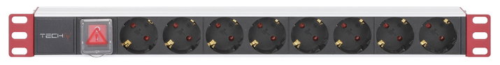 Multipresa 8 posti da rack 19" con interruttore spina Schuko angolata 1U - Techly Professional I-CASE STRIP-81UD