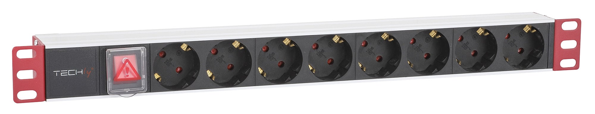 Multistake 8 Rack seats 19" Schuko Angolan switch 1U - Techly Professional I-CASE STRIPS-81UD