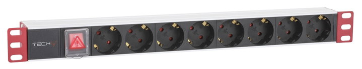 Multipresa 8 posti da rack 19" con interruttore spina Schuko angolata 1U - Techly Professional I-CASE STRIP-81UD