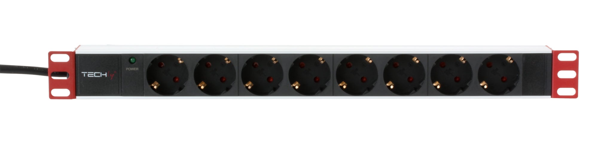 Rack 8-outlet power strip 19" Angled Schuko plug 1U - Techly Professional I-CASE STRIP-81UDIT