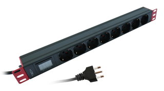 Multipresa 8 Posti da Rack 19" con Misuratore Voltaggio e Amperaggio Spina Italiana 1U - Techly Professional I-CASE STRIP-81UM