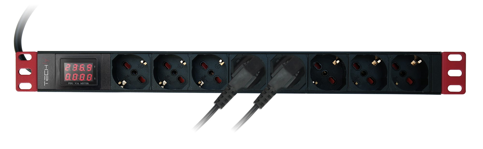 Multipresa 8 Posti da Rack 19'' con Misuratore Voltaggio e Amperaggio Spina Italiana 1U - Techly Professional I-CASE STRIP-81UM