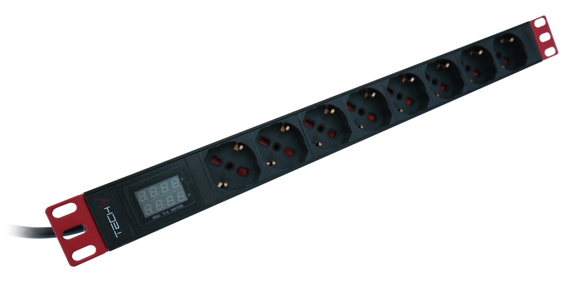 Multipresa 8 Posti da Rack 19'' con Misuratore Voltaggio e Amperaggio Spina Italiana 1U - Techly Professional I-CASE STRIP-81UM