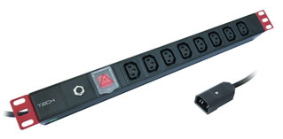 Multipresa 8 Posti C13 da Rack 19" con Interruttore e Protezione Termica Spina C14 1U - Techly Professional I-CASE STRIP-8C