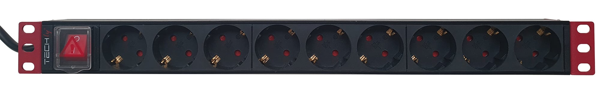 Multipresa 9 Posti da Rack 19'' con Interruttore Spina Schuko Angolata 1U - Techly Professional I-CASE STRIP-91UD