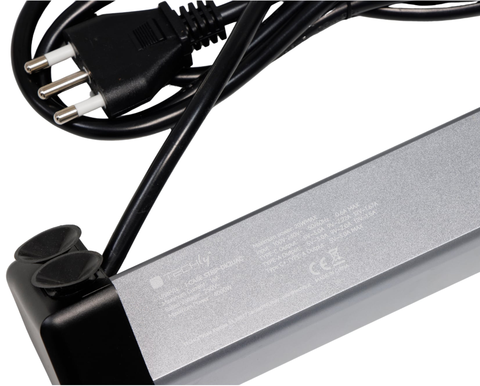 Multipresa da Tavolo 2 prese Italiane Bipasso 1 USB-C™ e 1 USB-A - Techly I-CASE STRIP-DK2UAC