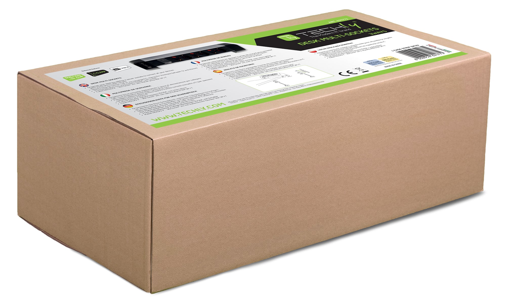 Multipresa da Tavolo 3 prese Italiane Bipasso - Techly I-CASE STRIP-DK3U