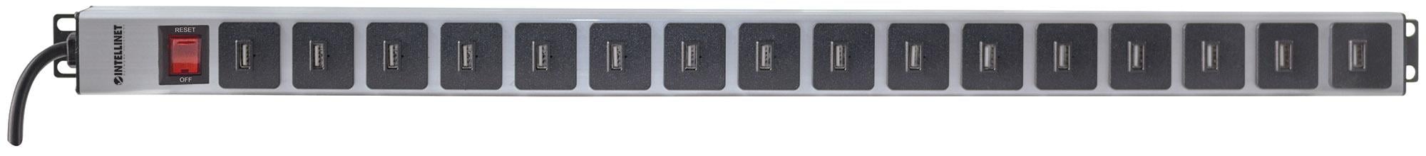 Multipresa per Rack Montaggio Verticale 16 uscite USB tipo A Spina Schuko Angolata - Intellinet I-CASE STRIP-U16V