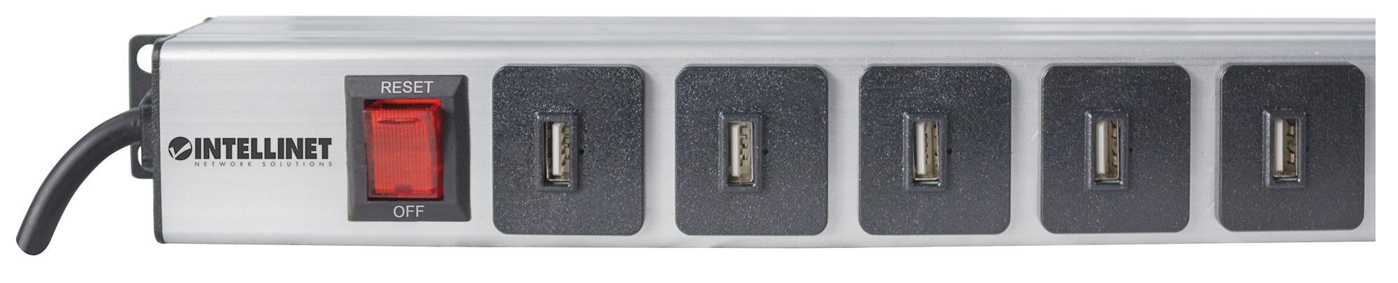 Multipresa per Rack Montaggio Verticale 16 uscite USB tipo A Spina Schuko Angolata - Intellinet I-CASE STRIP-U16V