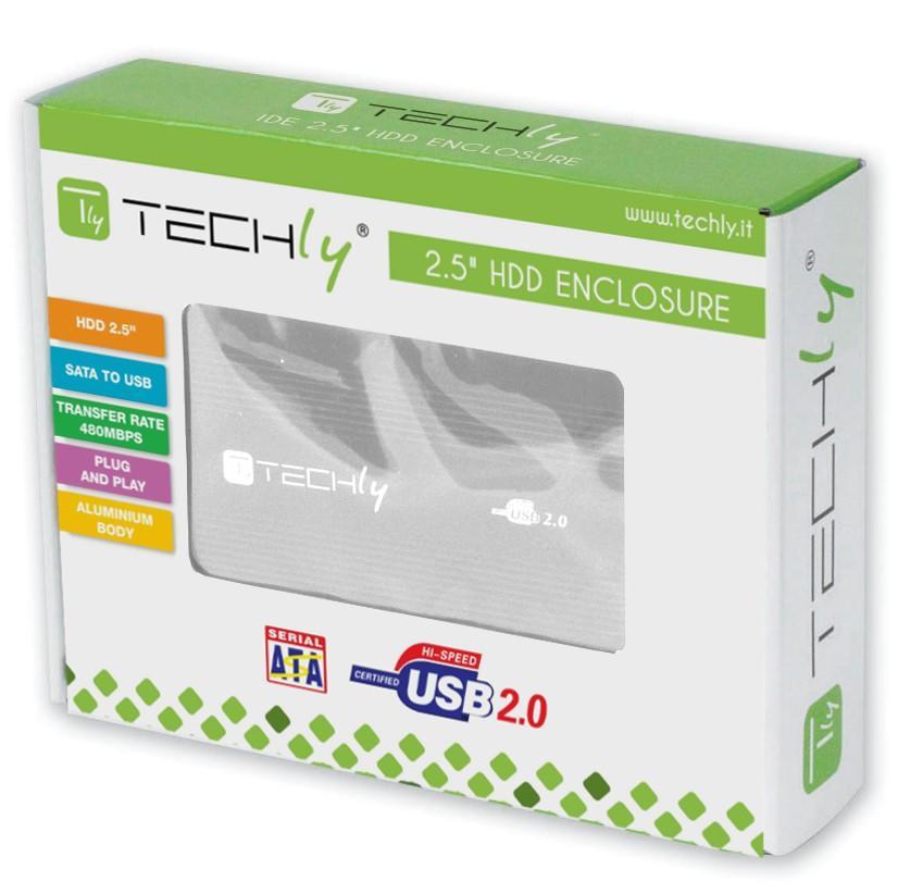 Box HDD Esterno SATA 2.5'' USB 2.0 Grigio - Techly I-CASE SU-25-WS