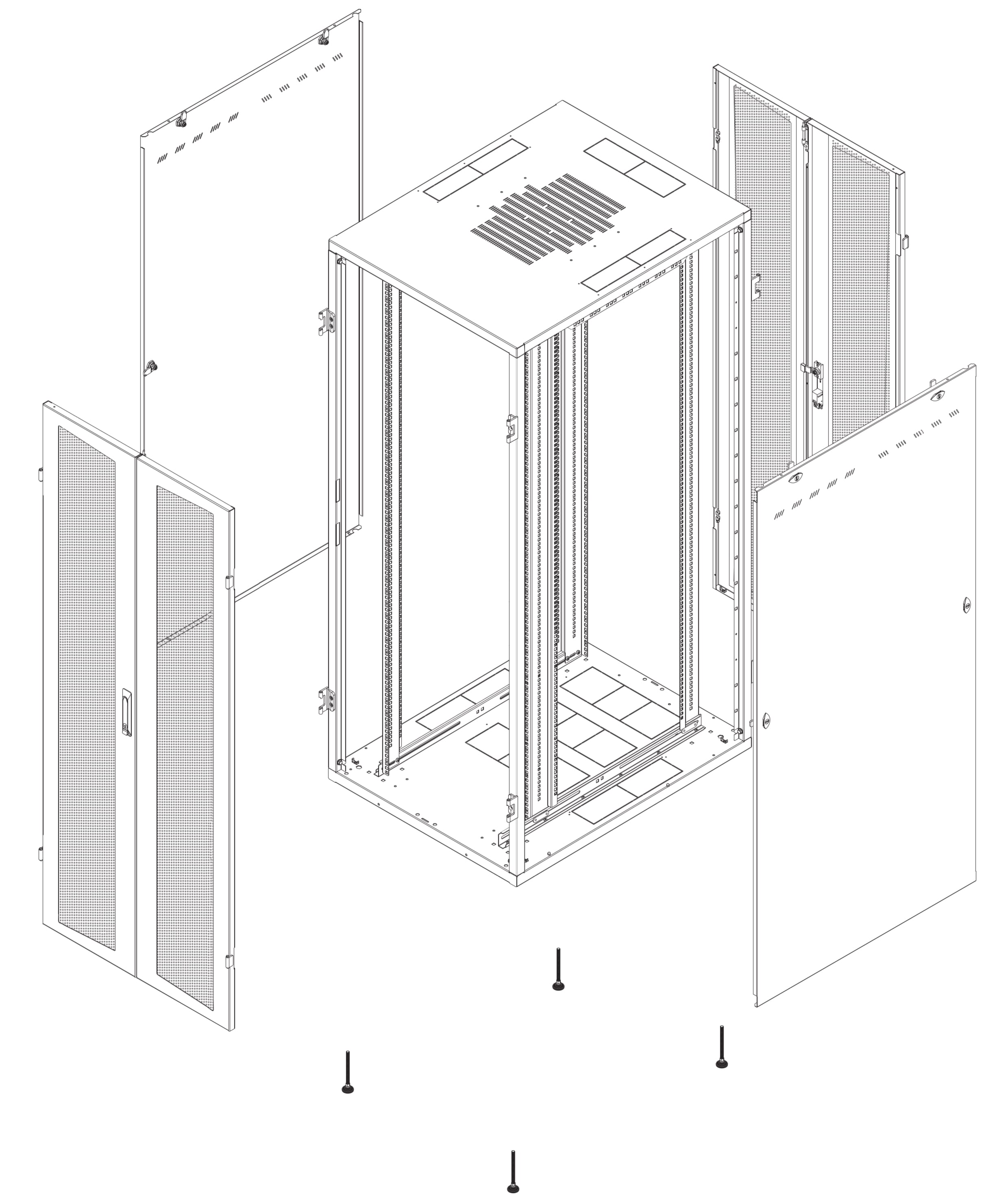 Armadio Server Rack NextGen 1000 19'' 800x1000 42U Nero Porta Grigliata - Intellinet I-CASE SVRP-428-1BG