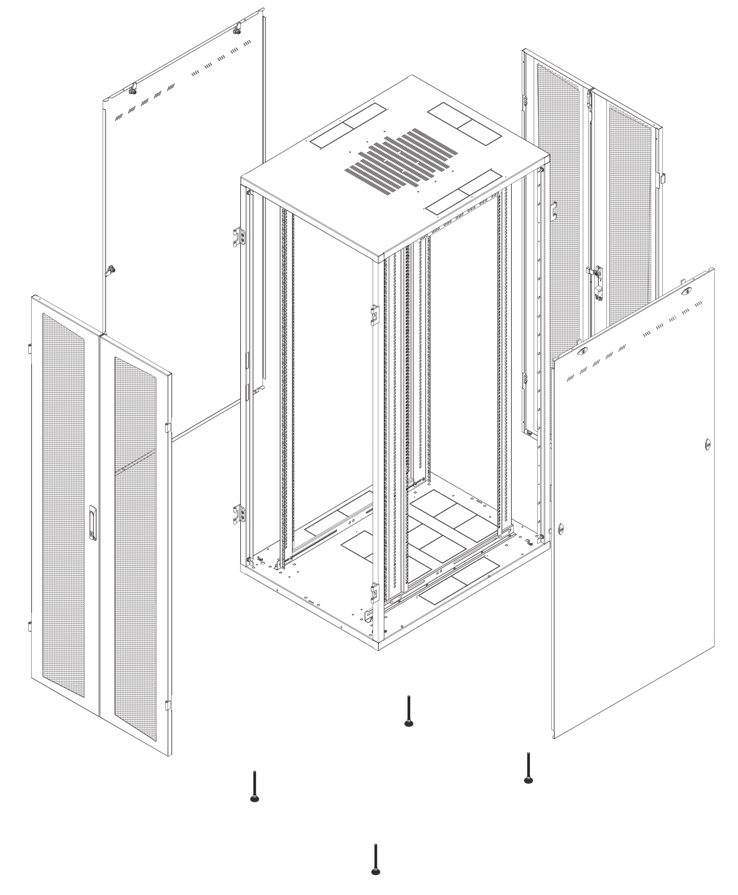 Armadio Server Rack NextGen 1000 19'' 800x1000 42U Nero Doppia Porta Grigliata - Intellinet I-CASE SVRP-428-2BG