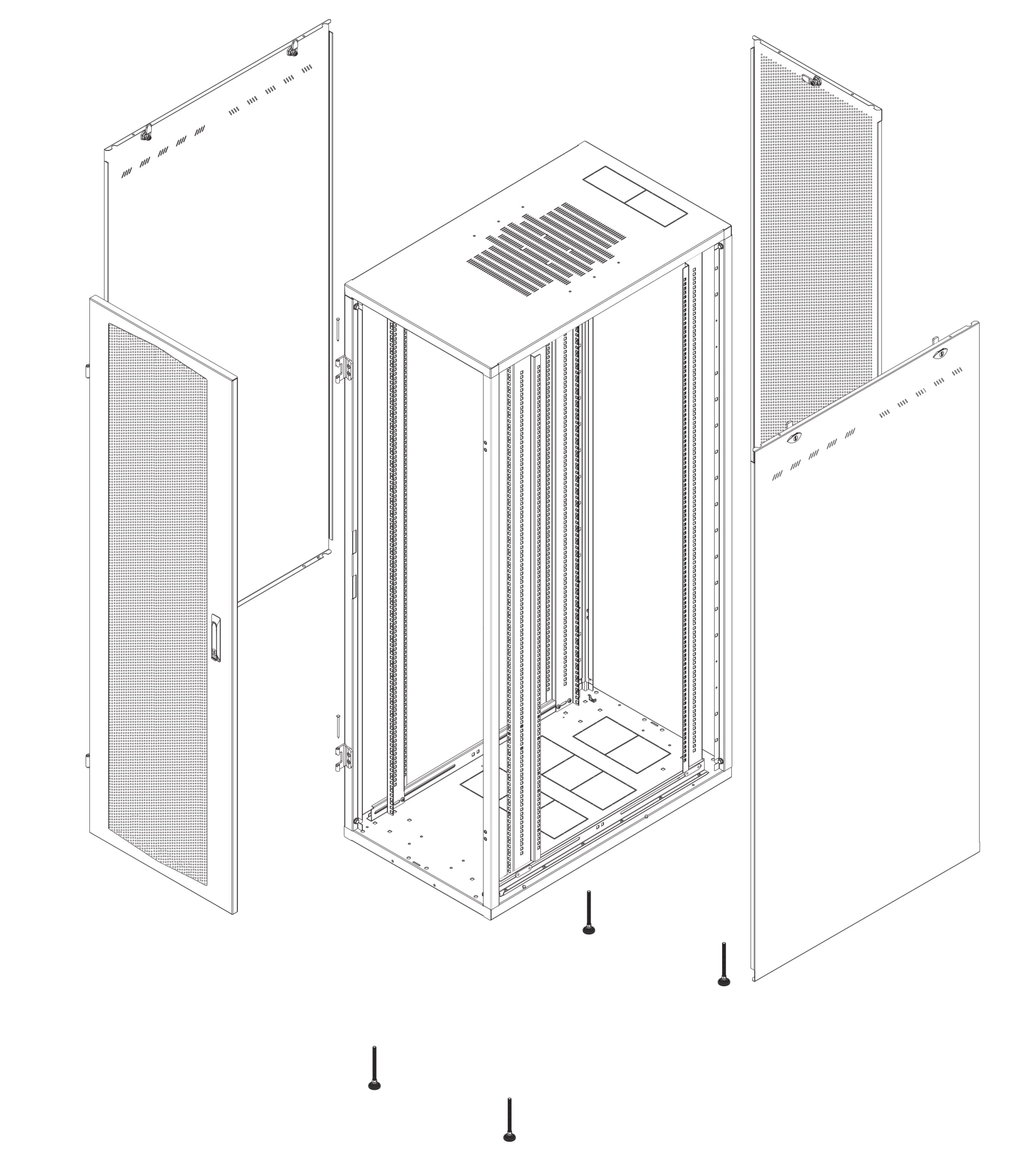 Armadio Server Rack NextGen 1000 19'' 600x1000 42U Nero Porta Grigliata - Intellinet I-CASE SVRP-42VTBK