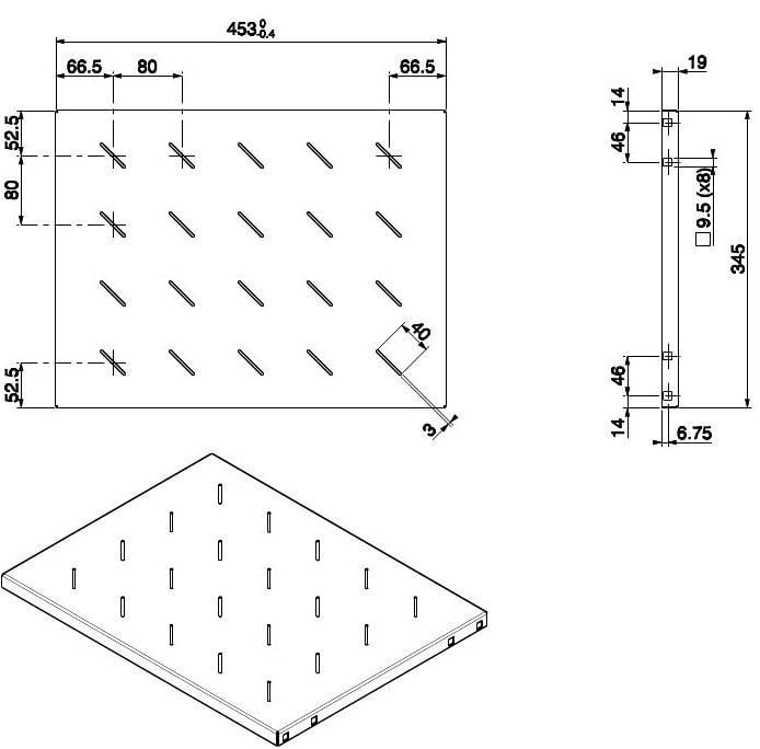 Mensola per rack 19'' 345 mm Nera 4 punti - Intellinet I-CASE TRAY-F600BK