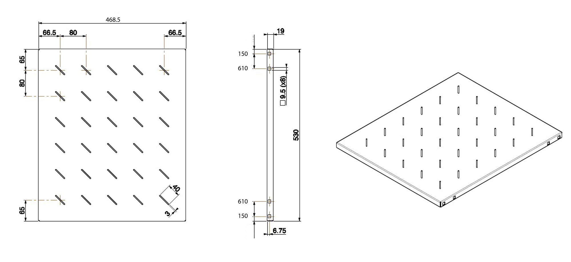 Mensola per rack 19'' 530 mm Nera 4 punti - Intellinet I-CASE TRAY-F800BK