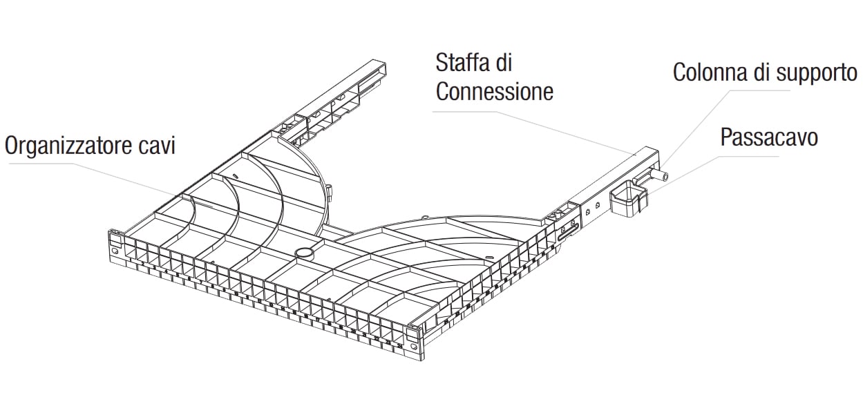 Mensola Gestione Cavi su Rack 19'' 24 Porte P.800 mm - Techly Professional I-CASE TRAY-ORG800