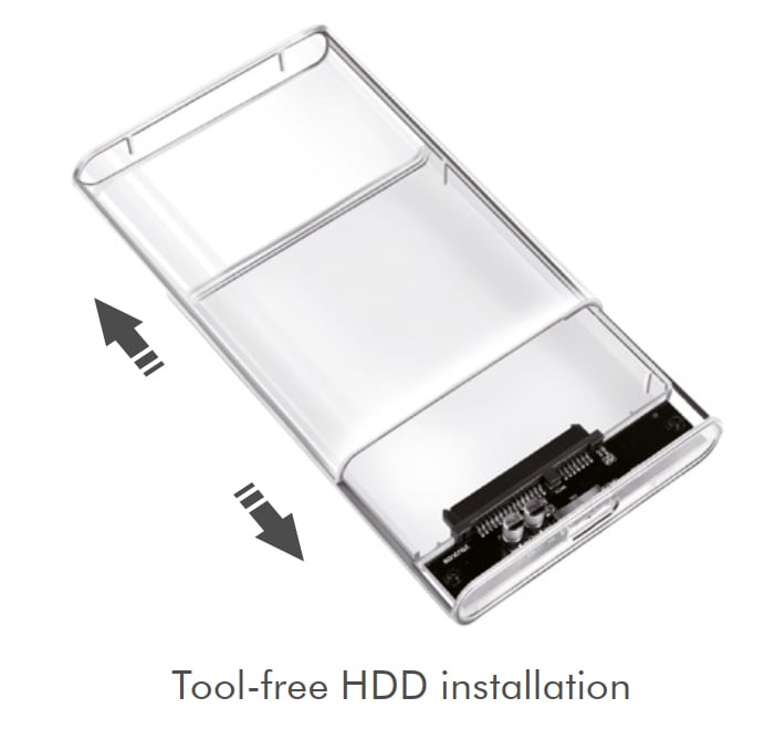 Box HDD/SSD Esterno per Disco Rigido 2.5'' USB 3.0 Trasparente con LED - Logilink I-CASE USB3-SL25TRS