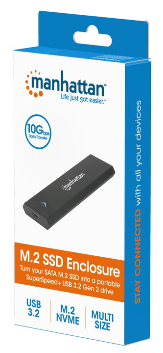 Box Esterno USB 3.2 SSD SATA M.2 NVMe - Manhattan I-CASE USB31C-NGFFM