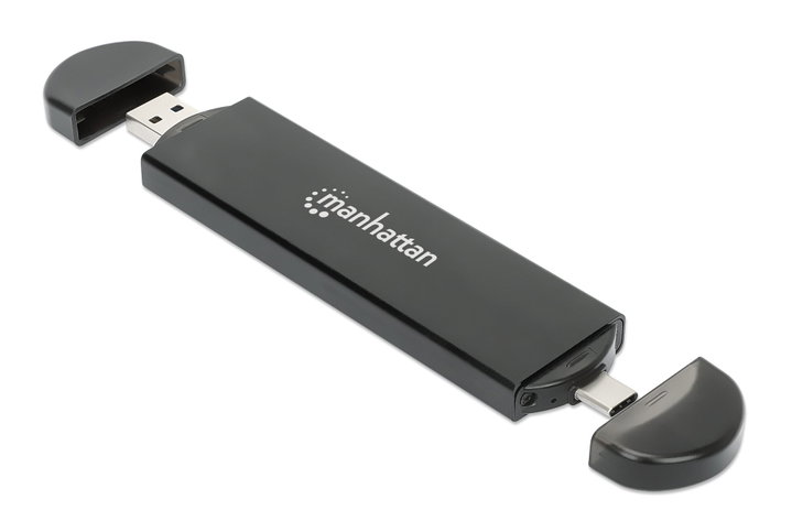 Box Esterno USB SSD M.2 NVMe e SATA Connessioni USB-C e USB A - Manhattan I-CASE USB31C-NGFFM2