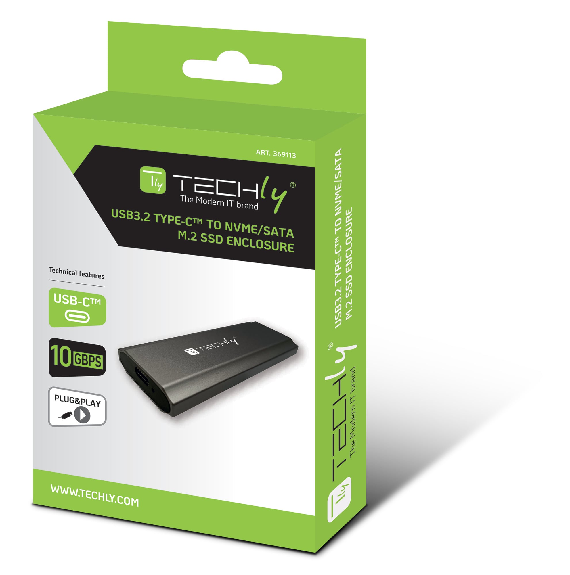 Box Esterno USB-C™ USB3.2 Gen2 NVMe/SATA M.2 SSD - Techly I-CASE USB31C-NVME2