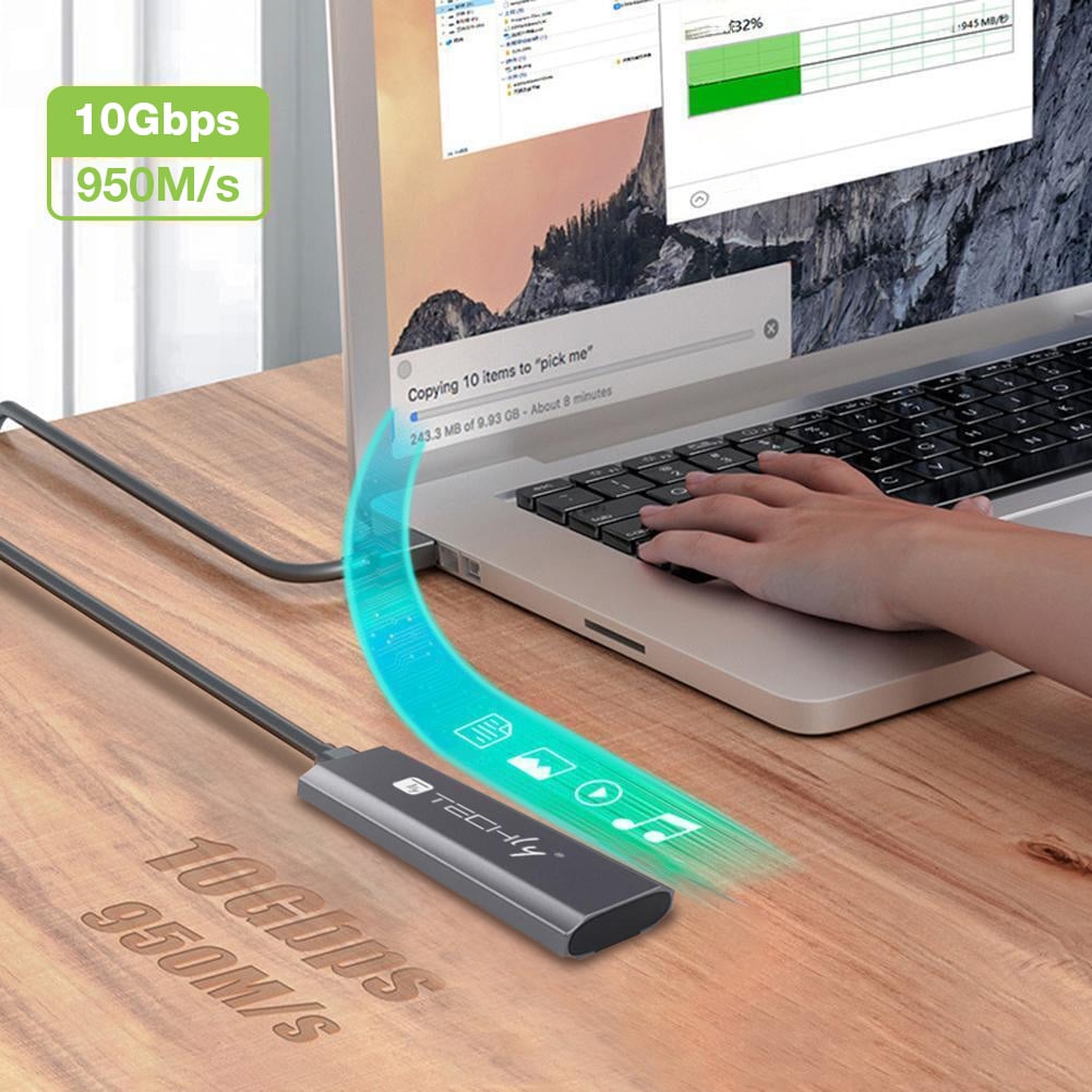 Box Esterno USB-C™ USB3.2 Gen2 NVMe/SATA M.2 SSD - Techly I-CASE USB31C-NVME2