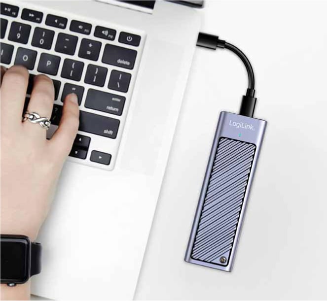 Box Esterno USB-C™ 3.2 Gen 2 per SSD M.2 NVMe e SATA - Logilink I-CASE USB32C-NVME20