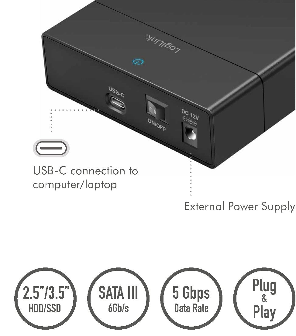 Box Esterno USB-C™ 3.2 Gen 1 per HDD/SSD SATA da 2,5'' e 3,5'' - Logilink I-CASE USBC-235