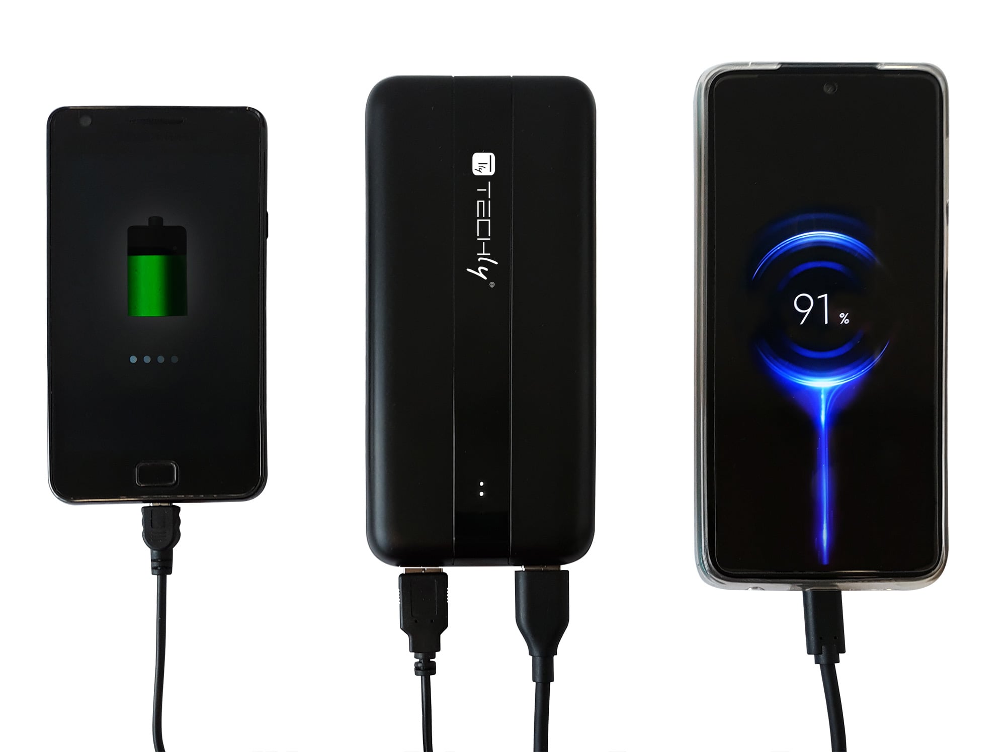Power Bank 10000 mAh 20 W USB-C 3 Cable output doors - Techly I-CHARGE- 1000020 W