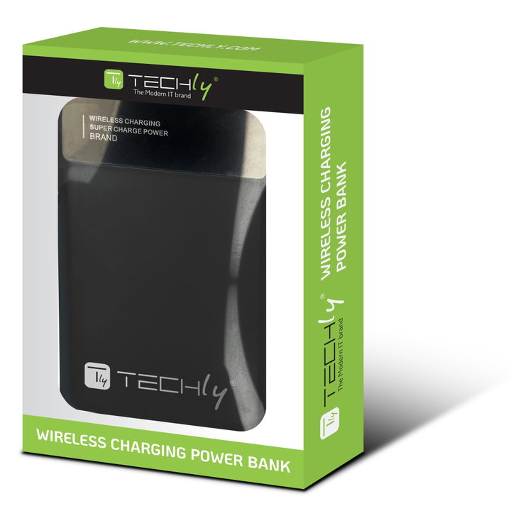 Wireless Magnetic Power Bank 3 in 1 with LED 10.000 mAh 22,5W Black - Techly I-CHARGE-10LCDBK