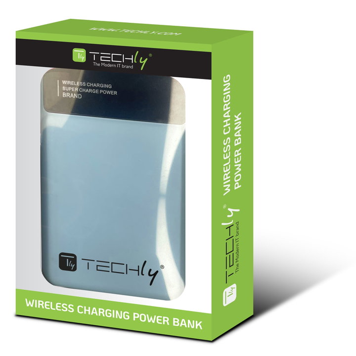 Wireless Magnetic Power Bank 3 in 1 with LED 10.000 mAh 22,5W Light Blue - Techly I-CHARGE-10LCDBL