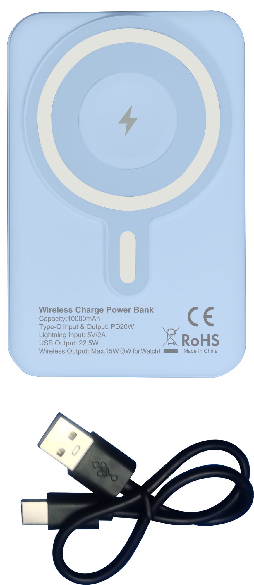 Power Bank Wireless Magnetic 3 in 1 with LED 10.000 mAh 22,5 W Blue - Techly I-CHARGE- 10 LCDBL