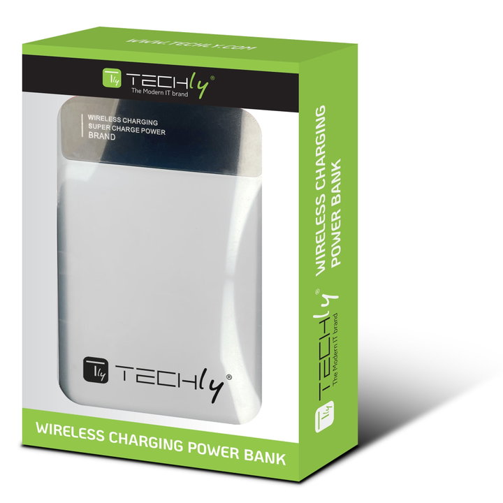 Wireless Magnetic Power Bank 3 in 1 with LED 10.000 mAh 22,5W White - Techly I-CHARGE-10LCDWH