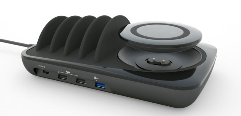 Docking Station USB 5 posti con Caricabatterie Wireless Removibile - Fontastic I-CHARGE-4P-WRC